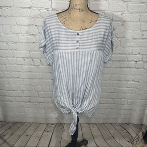 Striped Blouse with Bottom Tie Size Medium